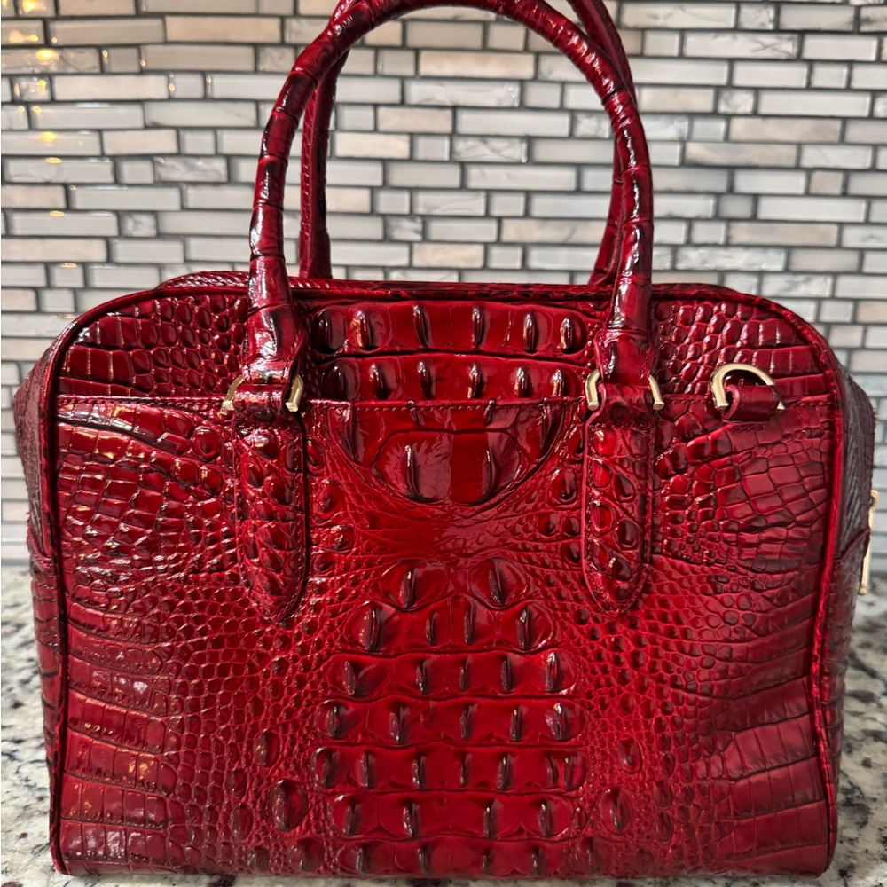Brahmin Red Crocodile Embossed Satchel - Picture 5 of 7